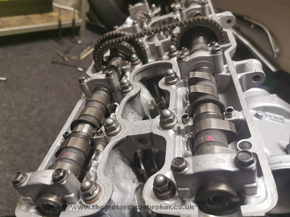 Honda CBX1000 looking down camshafts