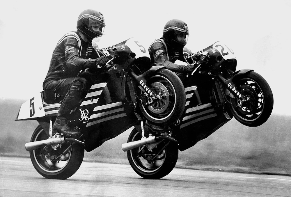 JPS Norton Nation and Spray Wheelie their rotary engined Nortons