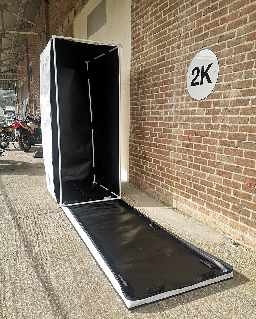 Motorcycle storage box open