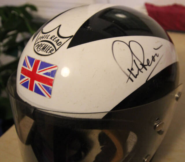 Phil Read crash helmet Left signature