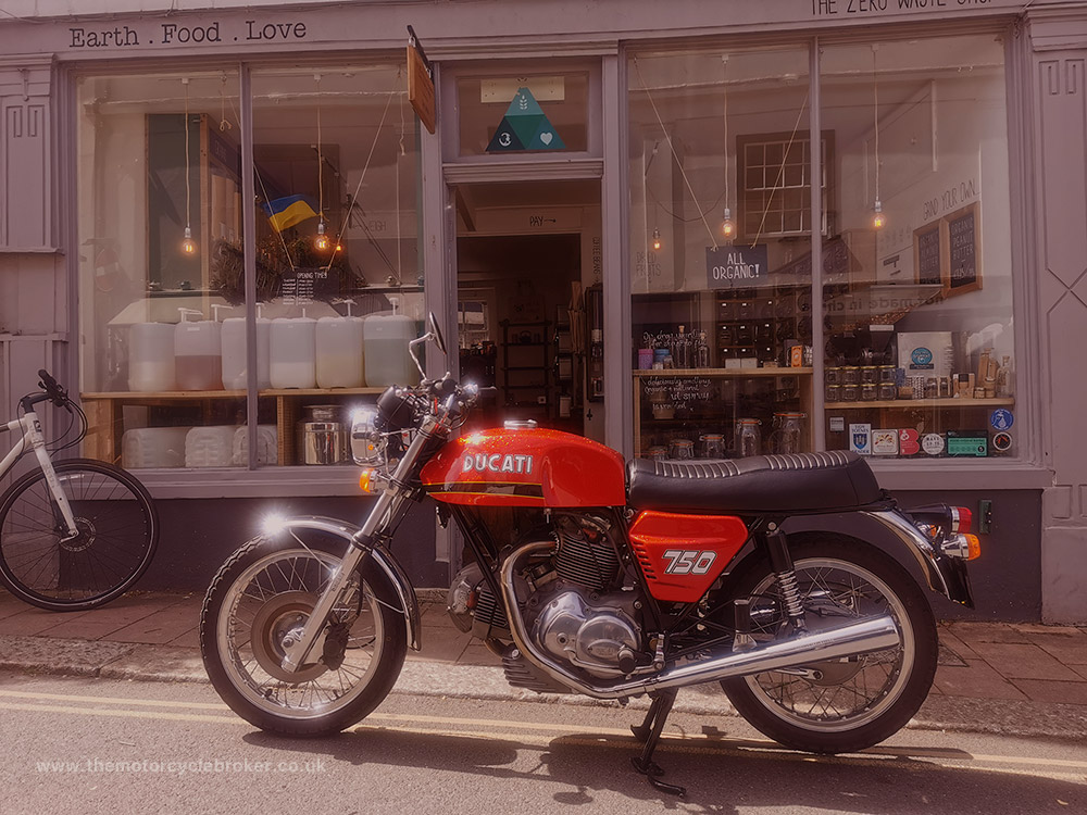 The motorcycle as art outside Earth Food Love